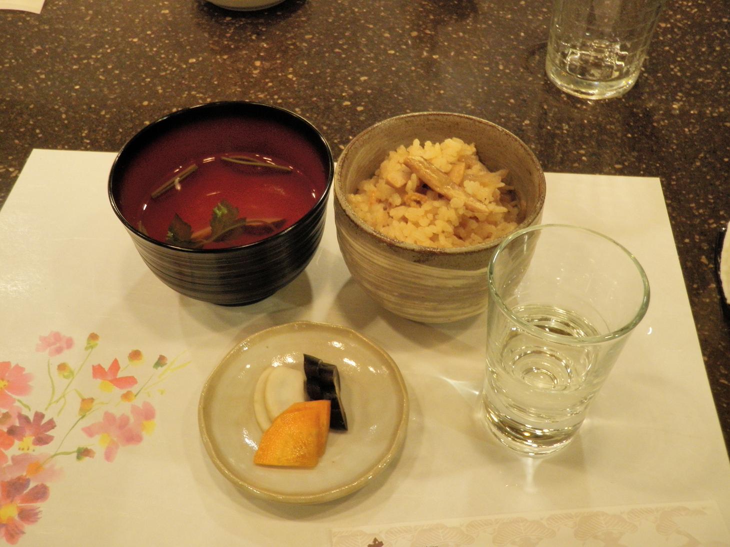 松茸ご飯とお吸い物＆明鏡止水冷やおろし